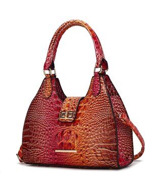 Stylish Faux Crocodile-Embossed Vegan Leather Tote Bag Handbag Purse for Women